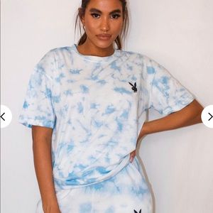 Playboy Blue Tie Dye Oversized T-Shirt
